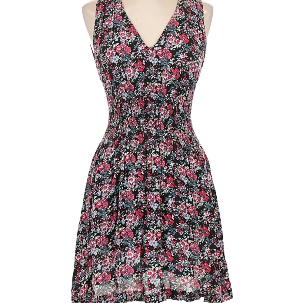 Maje Black Red Floral Dress Sz 3 or Large in US Excellent Sleeveless V Neck RARE